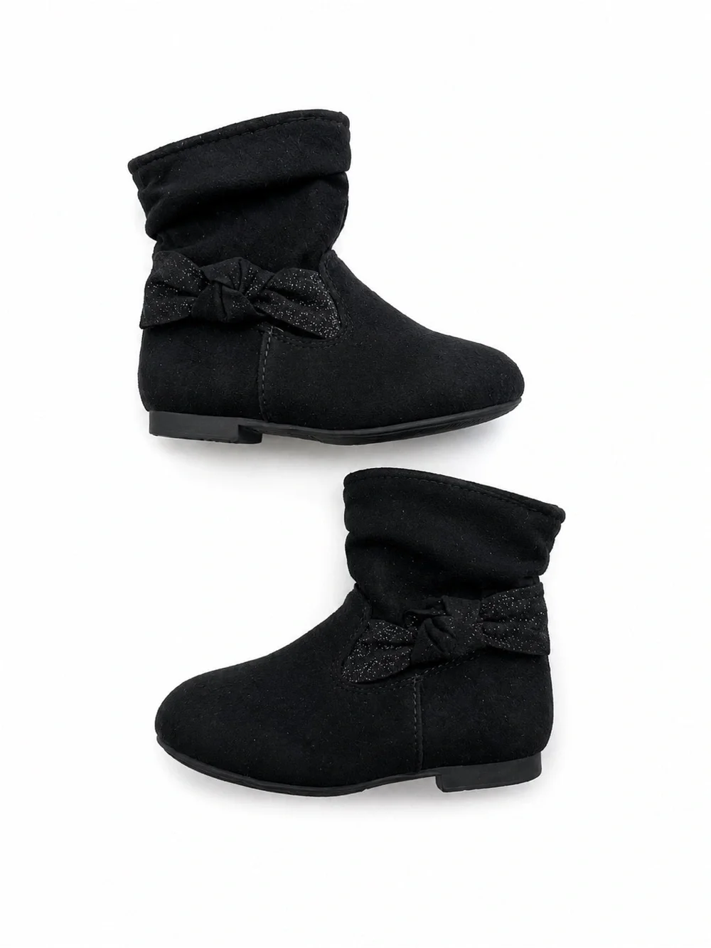 Wonder Nation Toddler Black Faux Suede Bow Ankle Boots Size 7